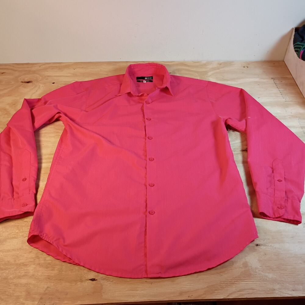 Spring & Mercer Mens Size L Pink Solid Long Sleeve Button Down Shirt